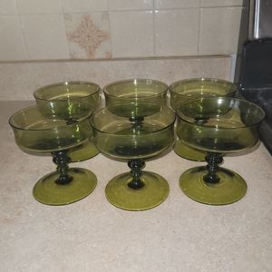 **PRICE REDUCED** Vintage 70s Green Sundae Dessert Pedestal Bowls by Colony